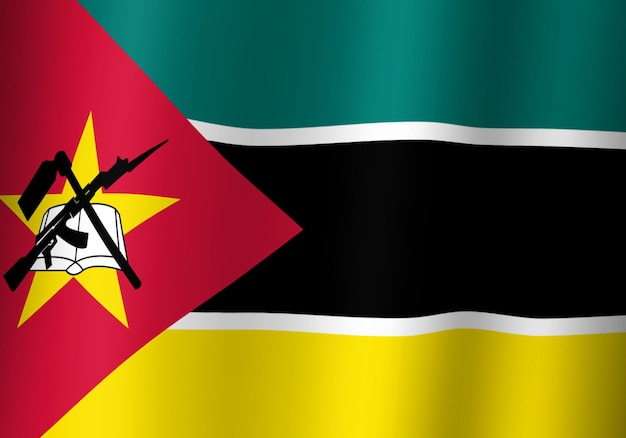 Republic of mozambique national flag 3d illustration close up view