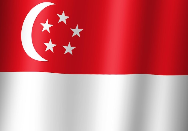 Republic of singapore national flag 3d illustration close up view