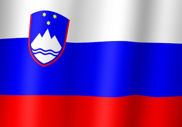 Republic of slovenia national flag 3d illustration close up view