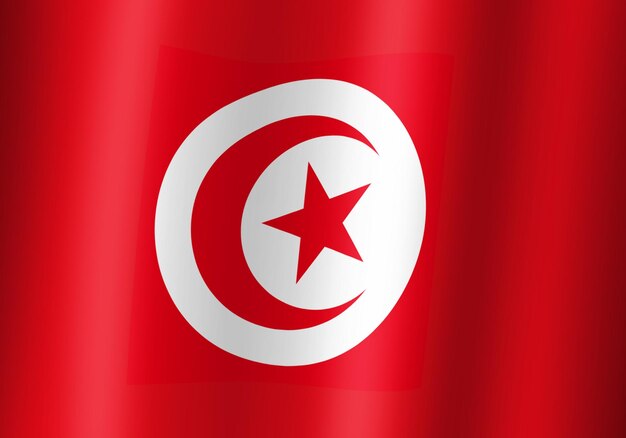 Republic of tunisia national flag 3d illustration close up view