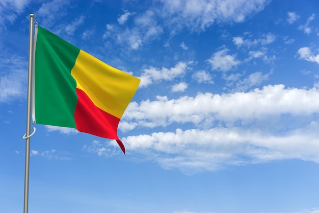 Republiek Benin Vlag Over Blauwe Hemel Achtergrond 3D Illustratie