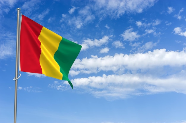 Republiek Guinee Vlag Over Blauwe Hemel Achtergrond 3D Illustratie