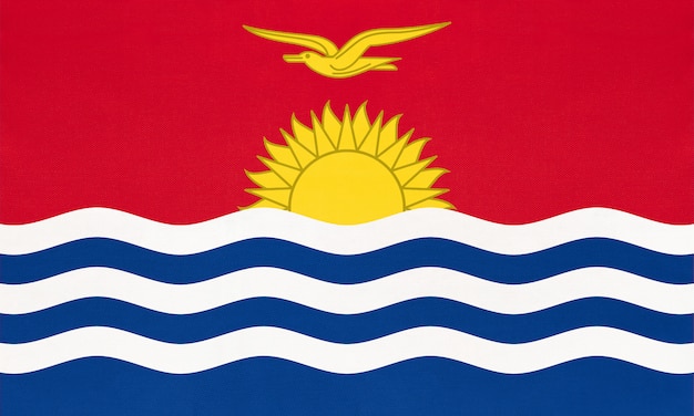 Republiek Kiribati nationale stof vlag, textiel achtergrond Symbool van het land van Oceanië van de wereld