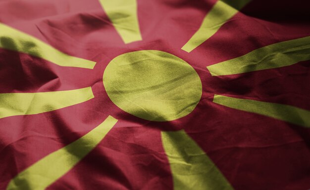 Republiek Macedonië Vlag verkreukelde close-up