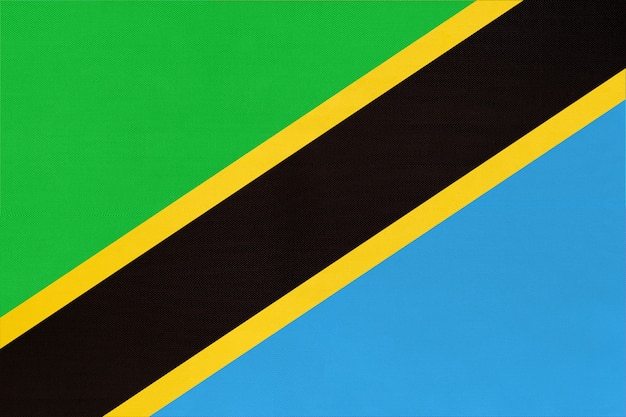 Republiek Tanzania nationale stof vlag textiel achtergrond. Symbool van wereld Afrikaans land.