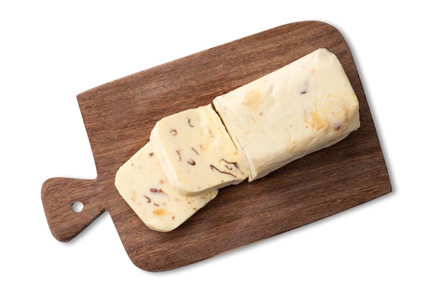 Requeijao de corte traditionele Braziliaanse country crème kaas geïsoleerd op een witte achtergrond