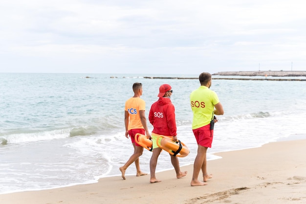 Rescue lifeguards on duty on a beach