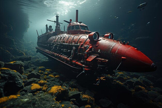 Foto il sottomarino di soccorso emerge nel relitto generativo ia