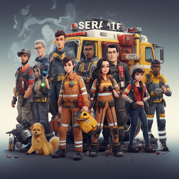 Rescue team cartoon characters