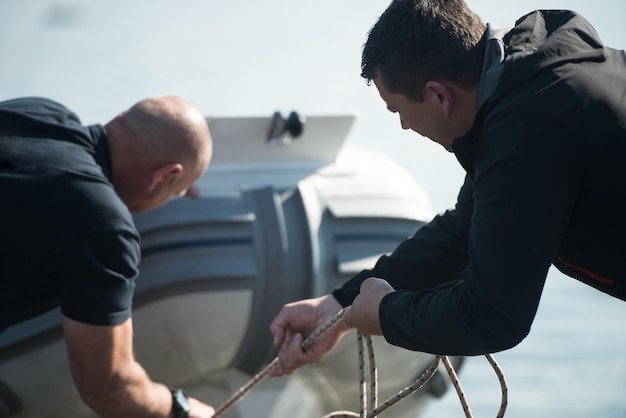 Rescuer Docking a Boat Speedboat