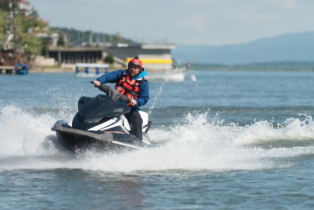 Rescuer Drives With Jet Ski Search Missing Person