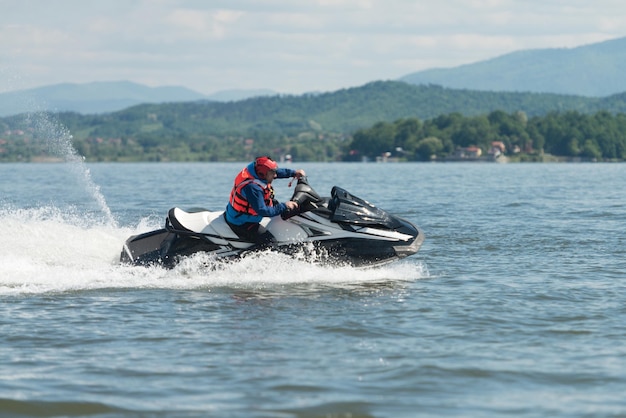 Rescuer Drives With Jet Ski Search Missing Person