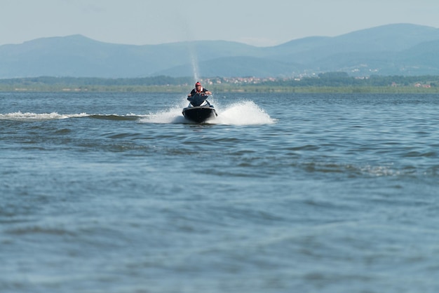 Rescuer Drives With Jet Ski Search Missing Person