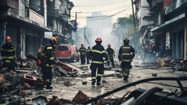 写真 地震でニューラルネットワークが生成された後,救助隊は人々を探しています.