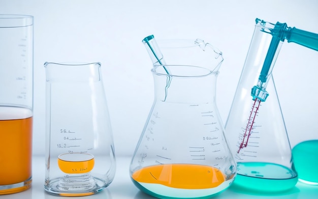 Research And Innovation Beaker With Formula In Laboratory