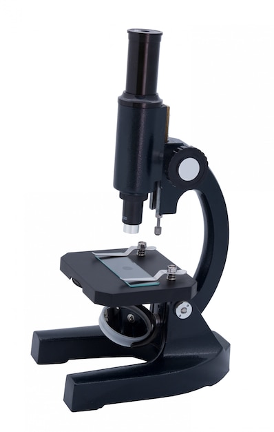 Photo research laboratory microscope on white background