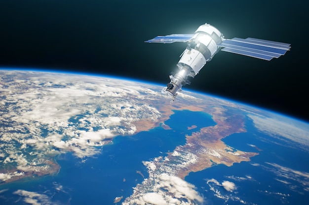 research satellite in earth orbit