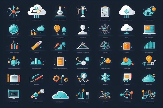 Research vector set of linear icons