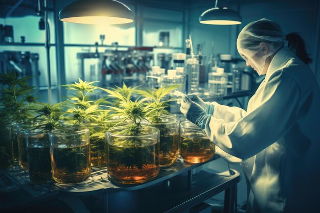 Researcher Processing CBD Oil