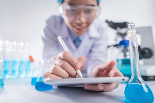Photo researchers are working on product development. modern innovation invented in the laboratory