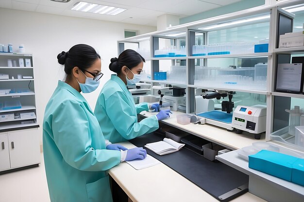 Researchers working in the clinical laboratory