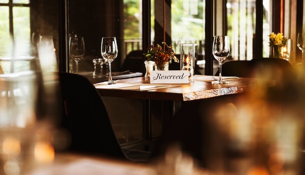 Reserved table at a restaurant