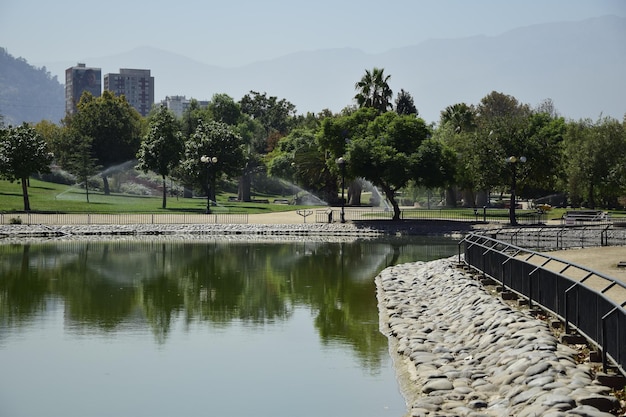 Reservoir in the city park Santiago Chile