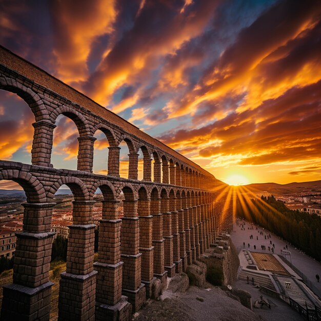 Reservoir segovia barcelona sunset high resolution image Ai generated art