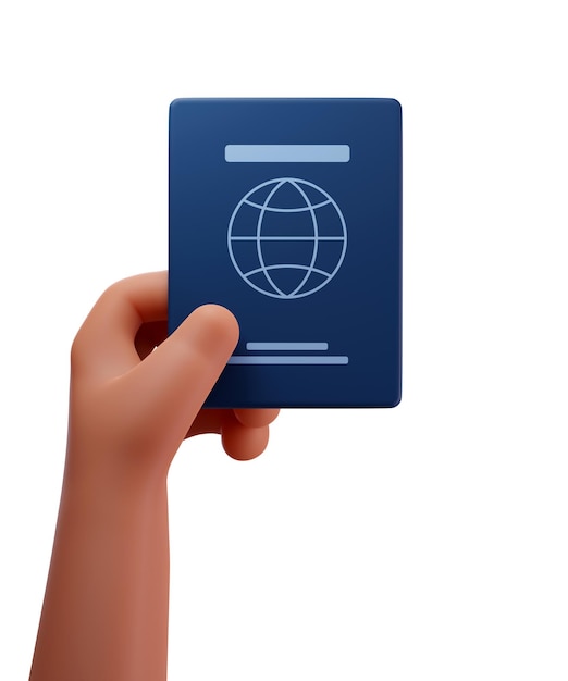 Photo residence permit international passport 3d hand holding legal document immigration service visa