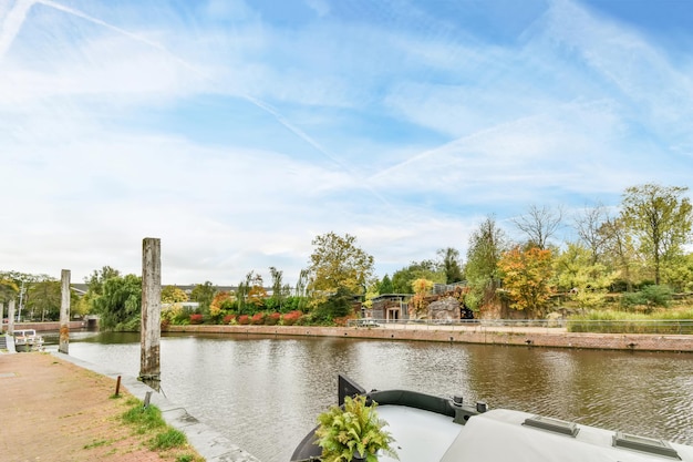 Residential area in countryside by the river