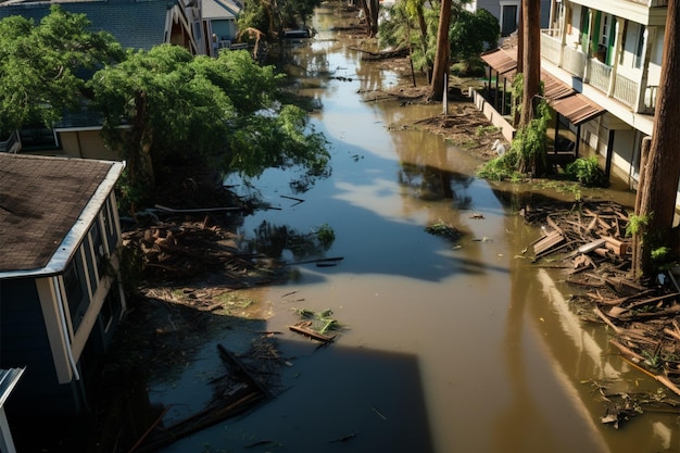 ハリケーン・イアンで破壊されたフロリダ州の住宅地、倒木が洪水に見舞われる