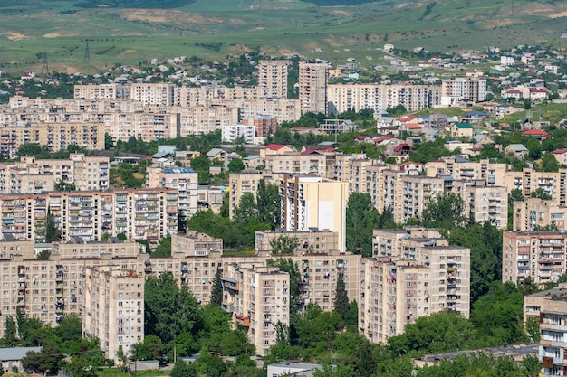 Residential area of Tbilisi with multi-storey buildings in Gldani and Mukhiani