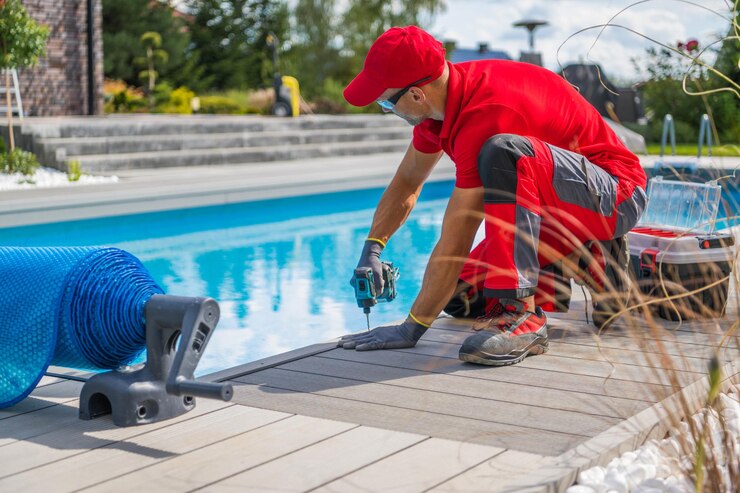 Residential Backyard Swimming Pool Deck Building
