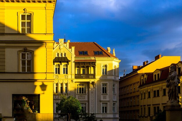 Residential buildings against sky in city