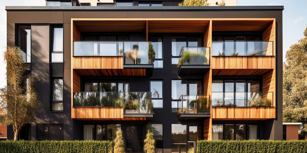 Жилой дизайн экстерьера роскошного дома с балконами
