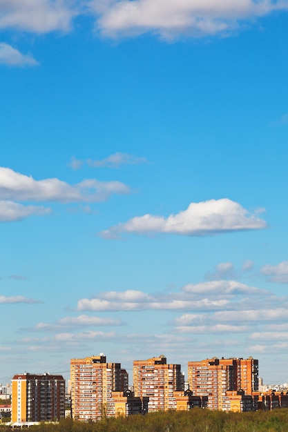 Residential district under bue spring sky