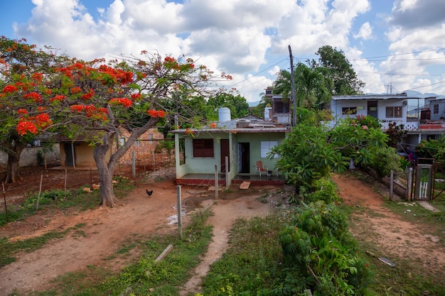 Residential neighborhood in a small town La Boca near Trinidad Cuba