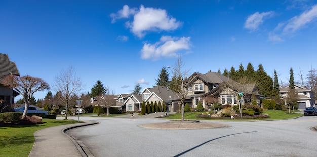 Residential neighborhood Street in Modern City Suburbs