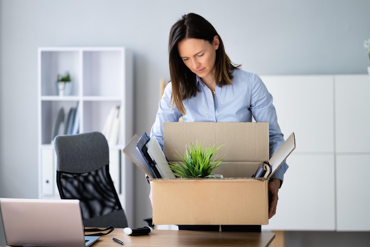 Photo resign from job or fired employee moving out