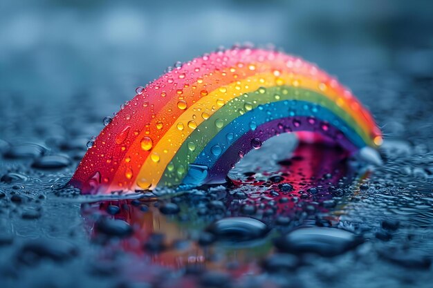 Foto resilience reflected a rainbow amidst raindrops concept regenboog resilience regendruppels