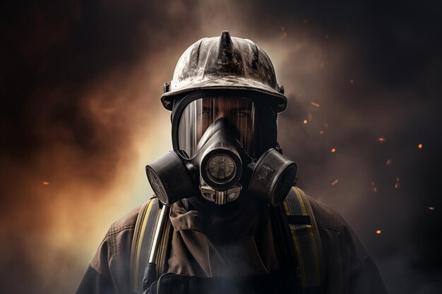 Resilient firefighter adorned in protective gear Generative AI