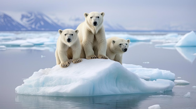 Resilient polar bears navigating the frozen Arctic landscape