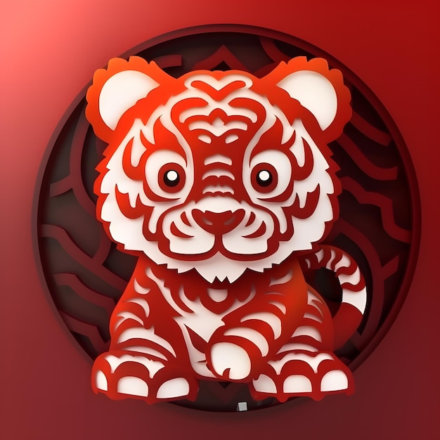 Resilient Tiger Red Chinese Zodiac Sign