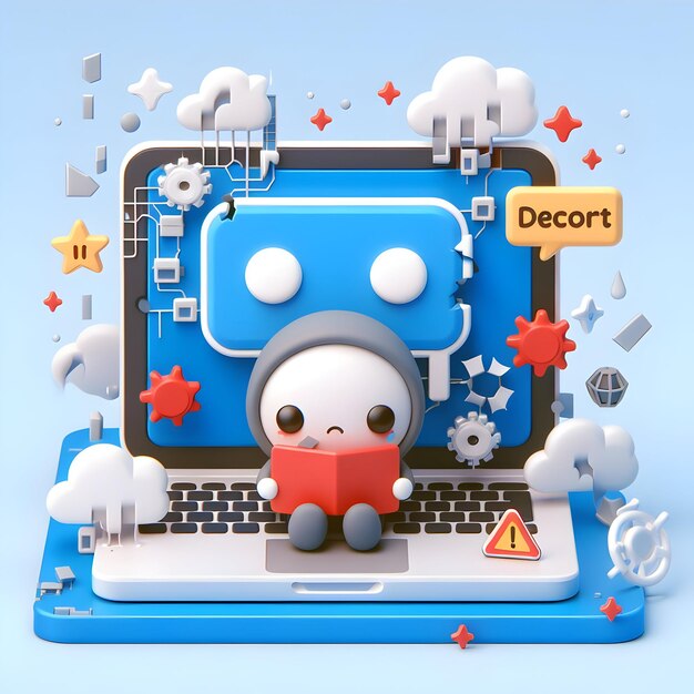 Resilient User concept as Recovering from Cyber Attacks with white background and isolated cute chib