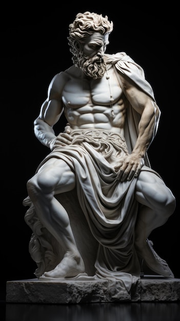 Resolute Serenity Captivating 4K HD Image of a Photo Realistic Marble Statue Exuding Stoic Philosop