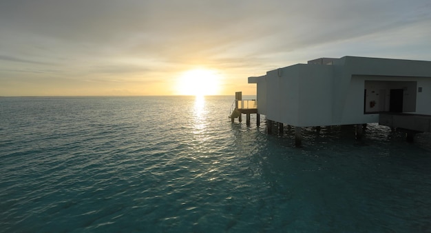 resort cottages on the water in the Maldives