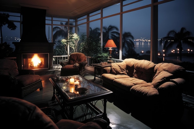 resort hotel with patio and fireplace tropical background at midnight inspiration ideas