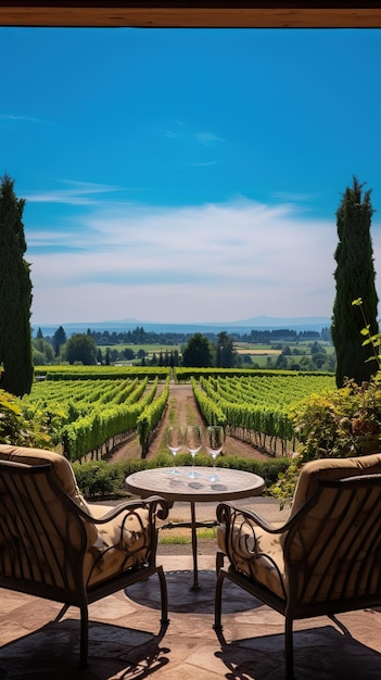 resort patio met een prachtig uitzicht op de wijngaard