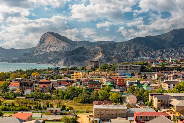 The resort town of Sudak top view