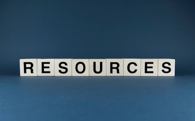 Resources Cubes form the word Resources